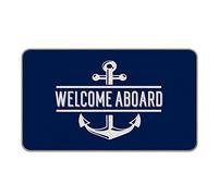 MIXDING Welcome Aboard Anchor Anchor Funny Quotes Entrance Door Mat 17x30 Inch Doormats Decor, Nautical Lake House Front Door Porch Outdoor Indoor Decorations