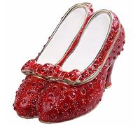 MIXDOM Ruby Slipper Trinket Box Jewelry Box Hand Painted Decorative Box with Hinged Lid Ring Earring Holder Table Figurine Collectible, L1.625*W1.75*H3 inch, Metal