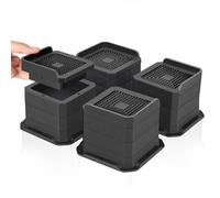 MixDora Bed Risers 1,2,3 Inch Stackable Furniture Risers with L-Shape Top Adjustable Sofa Raisers for Couches Table Chair 4 Pack Black (4 Pack, 1,2,3 Inch)