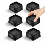 MixDora Bed Risers 1 Inch Square Stackable Furniture Risers Anti-Slip Chair Raisers for Sofas Couches Table Set of 6 Pack Black (6 Pack, 1 Inch)