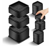 MixDora Bed Risers 2, 3 or 4 Inch Square Stackable Furniture Risers Anti-Slip Adjustable Chair Raisers for Sofas Couches Table Set of 4 Pack Black (4 Pack, 4 Inch（2+1+1 Inch）)