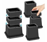 MixDora Bed Risers 2, 3 or 4 Inch Stackable Furniture Risers Adjustable Anti-Slip Chair Raisers for Sofas Couches Table Set of 4 Pack Black