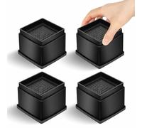 MixDora Bed Risers 2 Inch Square Stackable Furniture Risers Anti-Slip Chair Raisers for Sofas Couches Table Set of 4 Pack Black (4 Pack, 2 Inch)