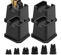 MixDora Bed Risers 3 Inch Furniture Risers Bed Lift Risers for Caster Wheels or Posts of Bed Table Couch Chair 4 Pack Black (3 Inch)