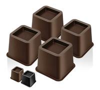 MixDora Bed Risers 3 Inch Furniture Risers Square Chair Risers for Bed Sofa Table Couch 4 Pack Dark Brown