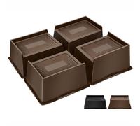 MixDora Bed Risers 3 Inch Rectangular Furniture Risers L-Shape Anti-Slip Sofa Risers for Couches Table Chair 4 Pack Dark Brown (Dark Brown, 3 Inch)
