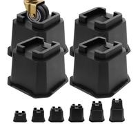MixDora Bed Risers 4 Inch Furniture Risers Bed Lift Risers for Caster Wheels or Posts of Bed Table Couch Chair 4 Pack Black (4 Inch)