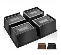 MixDora Bed Risers 4 Inch Heavy Duty Furniture Risers Rectangular L-Shape Anti-Slip Sofa Risers for Couches Table Chair 4 Pack Black (4 Pack, 4 Inch)