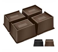 MixDora Bed Risers 4 Inch Heavy Duty Furniture Risers Rectangular L-Shape Anti-Slip Sofa Risers for Couches Table Chair 4 Pack Dark Brown (Dark Brown, 4 Inch)