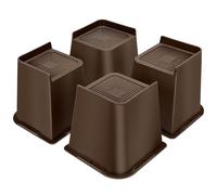 MixDora Bed Risers 5 inch Heavy Duty 4 Pack Dark Brown Funiture Risers L Shape Table Riser Chair Raisers Lifter for Sofas Couches Desks (Dark Brown, 5 inch)