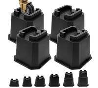MixDora Bed Risers 5 Inch Heavy Duty Furniture Risers Bed Lift Risers for Caster Wheels or Posts of Bed Table Couch Chair 4 Pack Black (5 Inch)