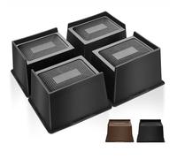 MixDora Bed Risers 5 Inch Oversized Heavy Duty Furniture Risers Rectangular L-Shape Anti-Slip Sofa Risers for Couches Table Chair 4 Pack Black (4 Pack, 5 Inch)