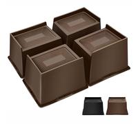 MixDora Bed Risers 5 Inch Oversized Heavy Duty Furniture Risers Rectangular L-Shape Anti-Slip Sofa Risers for Couches Table Chair 4 Pack Dark Brown (Dark Brown, 5 Inch)