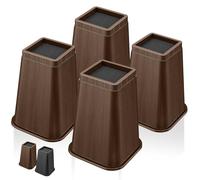 MixDora Bed Risers 8 Inch Heavy Duty Furniture Risers Square Chair Risers for Bed Sofa Table Couch 4 Pack Dark Brown