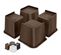 MixDora Bed Risers Heavy Duty 4 inch Furniture Risers L-Shape Table Riser Chair Raisers Lifter for Sofas Couches Desks Set of 4 Pack Dark Brown (Dark Brown, 4 inch)