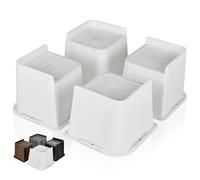 MixDora Bed Risers Heavy Duty 4 inch Furniture Risers L-Shape Table Riser Chair Raisers Lifter for Sofas Couches Desks Set of 4 Pack (White, 4 inch)