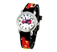 Mixe Kids Analog Wrist Watch Cartoon 3D Silicone Band Waterproof (Fire Truck)