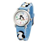 Mixe Kids Analog Wrist Watch Cartoon 3D Silicone Time Teacher (Blue Penguin)