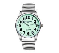 Mixe Men's Big Numbers Luminous Dial Wristwatch Elastic Strap Shrink Bracelet