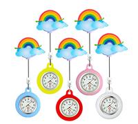 Mixe Unisex Luminous Nurse Clip-on Hanging Retractable Brooch Fob Watch | Men Women Glow in Dark Nurse Doctor Quartz Big numbers Fob Watch Gift Cute Cover panda rainbow animals flowers owl