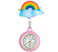 Mixe Unisex Luminous Nurse Clip-on Hanging Retractable Brooch Fob Watch | Men Women Glow in Dark Nurse Doctor Quartz Big numbers Fob Watch Gift Cute Cover panda rainbow animals flowers owl