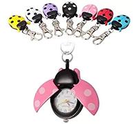 Mixe Unisex Quartz Analogue Keychain Key Ring Watch Pendant Ladybug Lady Bug Pocket Watch (7PCS)