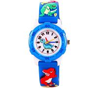 Mixe Waterproof 3D Cute Cartoon Digital Silicone Wristwatches Time Teacher Gift for Little Girls Boys Kids Children (Blue Dinosaur B)