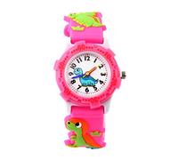 Mixe Waterproof 3D Cute Cartoon Digital Silicone Wristwatches Time Teacher Gift for Little Girls Boys Kids Children ME258 (Dinosaur Pink)
