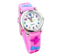 Mixe Waterproof 3D Cute Cartoon Silicone Wristwatches Time Teacher for Little Girls Kids Children (Pink B)