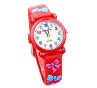 Mixe Waterproof 3D Cute Cartoon Silicone Wristwatches Time Teacher for Little Girls Kids Children (Red B)