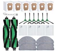 MIXEAL 25 Pcs Replacement Parts for iRobot Roomba 104/105 Vac/ 105 Combo/Vac 2/ (Q0520/Q052) Vacuum, 2 Main Brushes,4 Filters,6 Dust Bags,6 Side Brushes,6 Mop Pads