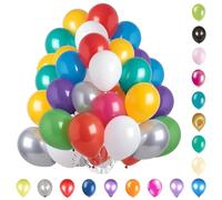 Mixed 10" Latex Balloons - Helium-Grade Plain Balloons for Birthday Parties, Weddings, Baby Showers, Valentine's Day, Christmas & Event Decorations - Versatile Party Supplies - 50 Pcs