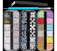 Mixed 3D Nail Art Gem Decoration Accessories Kit #1, rhinestones pearls bead flowers butterfly bear stones with pickup pencil and tweezer