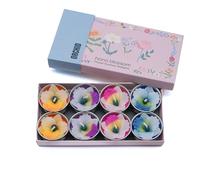 Mixed 8 Handmade Fairtrade Scented Orchid tealight Candle in Assorted Colours Gift Set