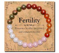 Mixed 8mm Natural Stone Bracelet for Fertility, Stretch Pink Quartz Red Jasper Bracelet Adjustable Crystal Healing Jewelry for Unisex Spiritual Gift