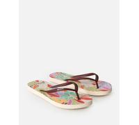 Mixed Bloom Open Toe Flip Flops in Dark Chocolate