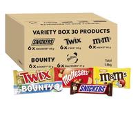 1.4kg Mixed Bulk Chocolate Box, M&M's, Snickers, Twix & More, 30 x Milk Chocolate Bars & Bags, Ideal for Gift, Snacks or Hamper