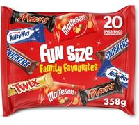 Mixed Bulk Chocolate Multipack 358g, 20 Fun Size Chocolate Bars & Bags (Mars, Twix, Snickers, MilkyWay & Maltesers)