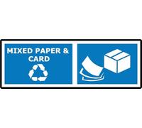 Mixed Card and Paper | 15cm x 5cm | Blue - Foamalux PVC Plastic Sign for Recycling Bins, Offices, Schools, Public Spaces, Waste Management | UK-Made with Renewable Energy | Low Carbon Footprint