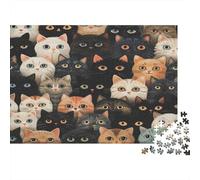 Mixed Cat Faces 1000 Piece Jigsaw Puzzle Cats Close Up Premium Cardboard for Puzzle Collectors Party Games 70x50cm/1000pcs