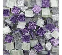 Mixed Color Glass Mosaic Tiles Square Glitter Crystal Mosaic Stones Glass Pieces for Art Craft Decoration 200g,1x1cm(Purple Dream)