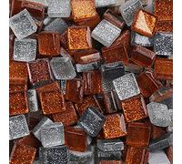 Mixed Color Glass Mosaic Tiles Square Glitter Crystal Mosaic Stones Glass Pieces for DIY Art Craft Decoration 200g,1x1cm(Retro)