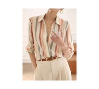 (Mixed Color, M) New Arrival Women's Blusa Mujer for Spring Autumn Fashion Trendy Print Ladies' Button-Down Shirt for Work and Casual