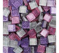Mixed Color Mosaic Tiles Mosaic Glass Pieces Square Glitter Crystal Mosaic Tiles for DIY Art Craft Decoration 200g,1x1 cm