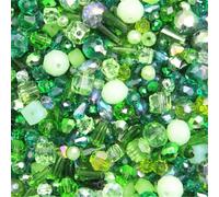 Mixed Color, Total Size and Shape About 10G Loose Crystal Beads Glass Seed Beads for Kids Jewelry DIY Making Accessories-Multicolored green-10g Mixed