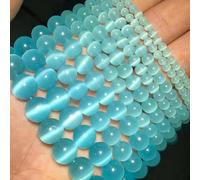 Mixed Colors Cat's Eye Opal Natural Stone 4/6/8/10/12MM Spacer Glass Loose Beads for Jewelry Making DIY Bracelets Findings-Light Lake blue-10mm 38pcs