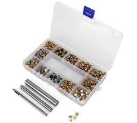 Mixed Colors Rivets Set, DIY Hand Made Clothing Accessories, 320 Pcs Bead Rhinestone Studs with Tools for Jackets Bags Hats, Brass Material in Transparent Storage Box