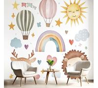 Mixed Colors Silk Wallpaper 150×105 Cm, Cute Animals Wallpaper, Paper Waterproof Self Adhesive Removable Watercolor Illustration Style Wall Paper for Bedroom Walls Cabinet Locker