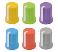 Mixed-Colour 6mm D-Shaft Hole Rubber Grip Vibrant Colour Mixer Knobs - Pack of 6 (Yellow, Green, Purple, L.Blue, Orange, L.Grey)