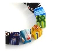 Mixed-Colour Millefiori Glass Cube Beads 6mm Strand of 60+ Pieces for Jewellery Making, Crafting and Scrapbooking